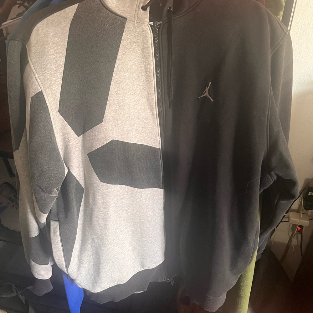 Jordan Black and Gray Zip-Up Jacket